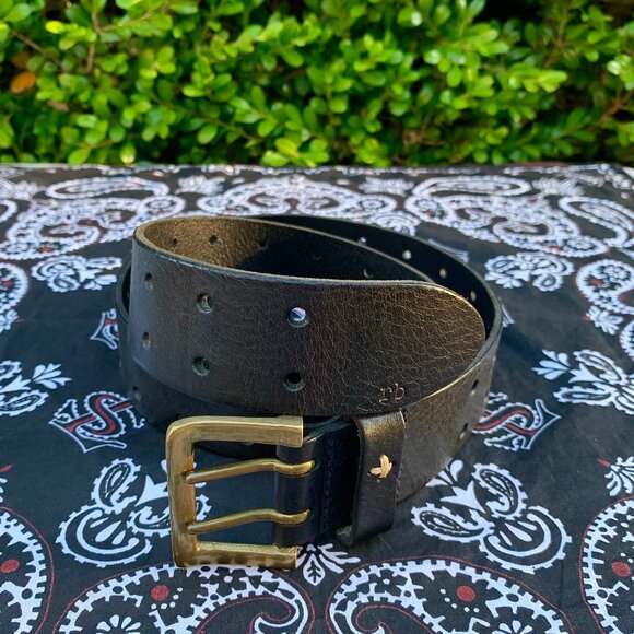 Rag & Bone brass buckle double perforated leather belt - Picture 10 of 12